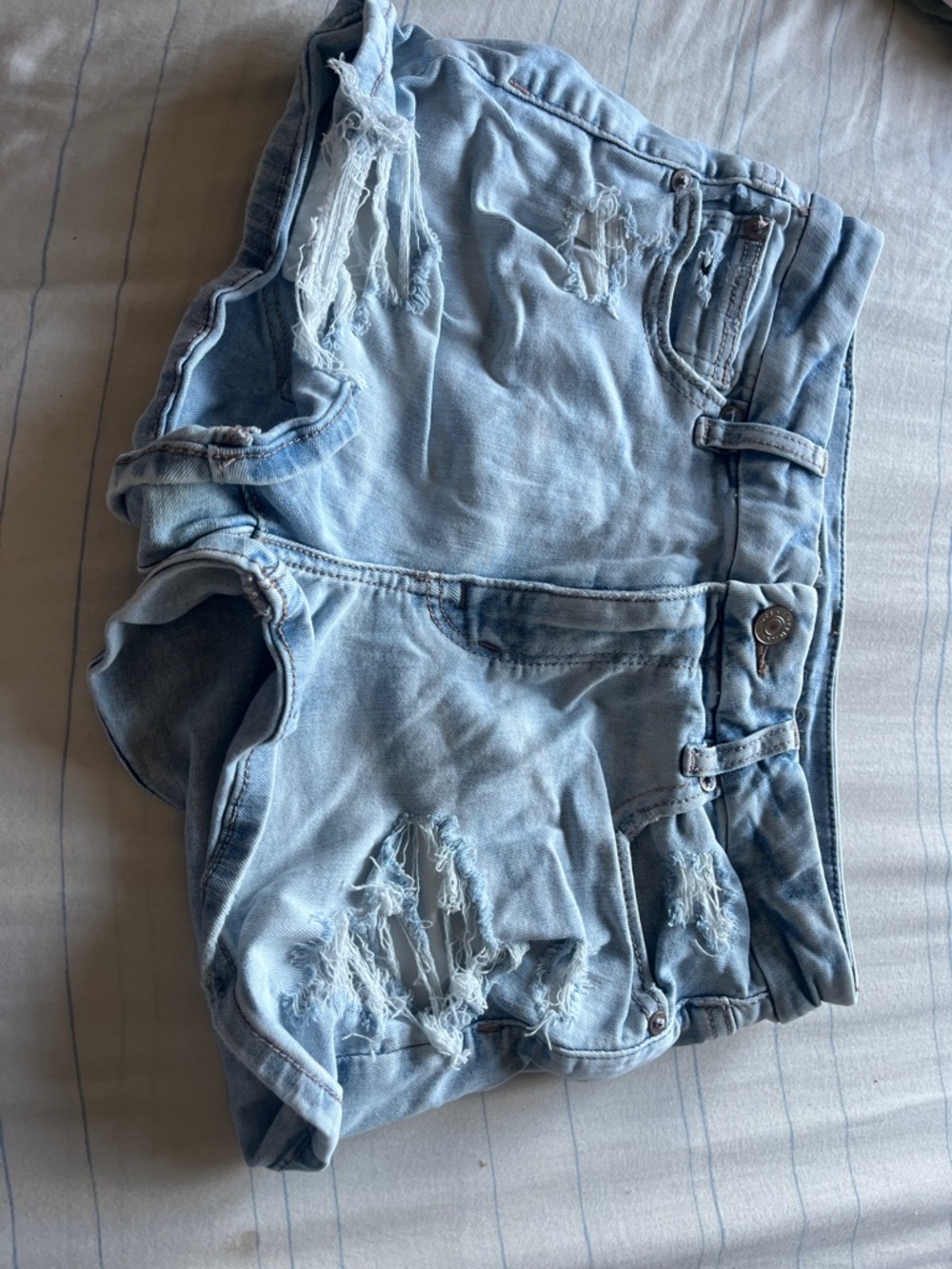 American Eagle Outfitters Light Blue Distressed Denim Shorts